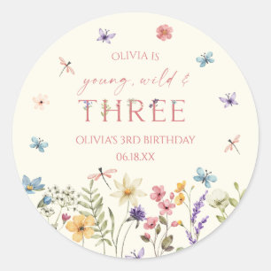 Sticker Rond Young Wild & Three Wildflower 3e Anniversaire