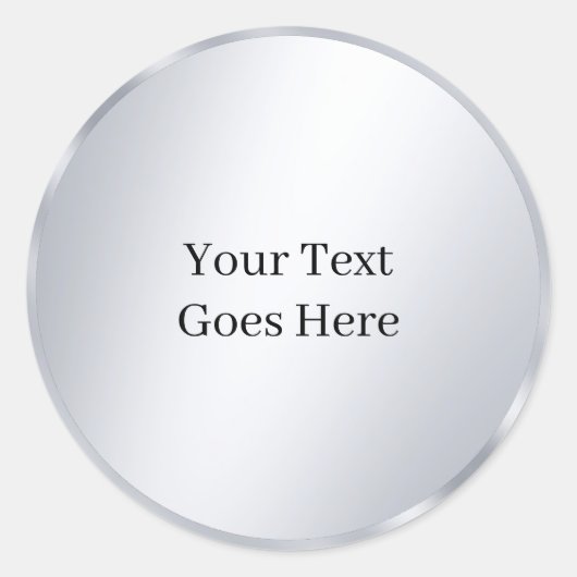 Sticker Rond Your Custom Text Metallic Silver Template Glamour (Devant)