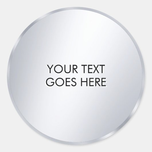 Sticker Rond Your Custom Text Template Glam Metallic Silver (Devant)