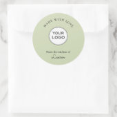 Sticker Rond Your logo 'Made with love' Green (Sac)
