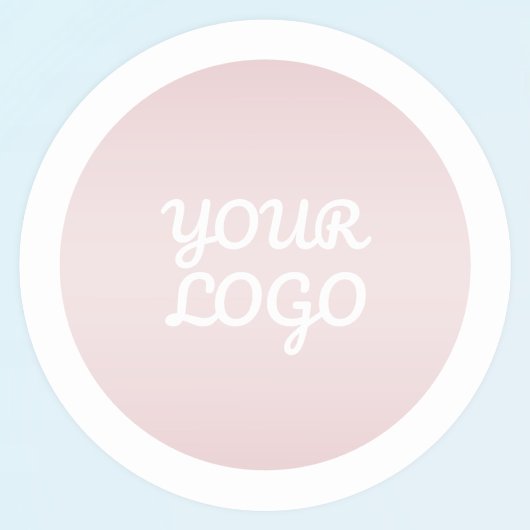 Sticker Rond Your Logo & Modern Blush Pink Ombre White Border
