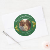 Sticker Rond Your Photo, Save The Date, Emerald Green & Gold (Enveloppe)