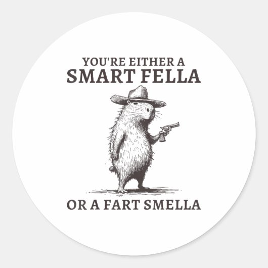 Sticker Rond You're Either A Smart Fella Or A Fart Smella Funny (Devant)