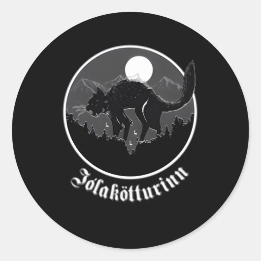 Sticker Rond Yule Cat Jolakotturinn Folklore islandais (Devant)