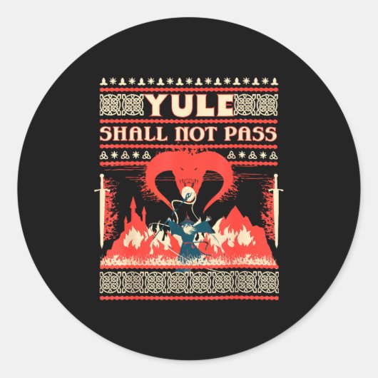 Sticker Rond Yule Shall Not P Fantasy Wizard Holiday Pun Funny (Devant)