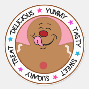 Sticker Rond Yummy Gingerbread Homme Cookie