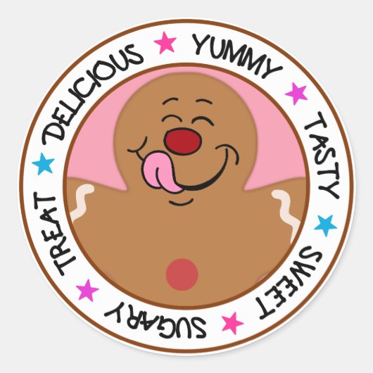 Sticker Rond Yummy Gingerbread Homme Cookie (Devant)