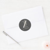 Sticker Rond Z initial avec fleur de couleur douce Custom Class (Enveloppe)