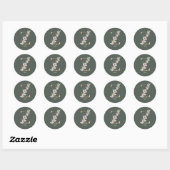Sticker Rond Z Monogramme Floral Personnalisé (Feuille)