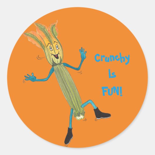 Sticker rond 'Zach Zucchini' brillant (Devant)