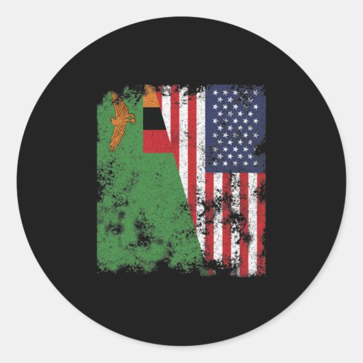 Sticker Rond Zambia USA Flag (Devant)