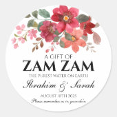 Sticker Rond zamzam eau nikah musulman mariage rose rouge (Devant)