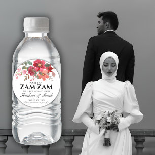 Sticker Rond zamzam eau nikah musulman mariage rose rouge