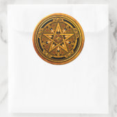 Sticker Rond Zazzle - Masculine Gold Pentacle-noback (Sac)