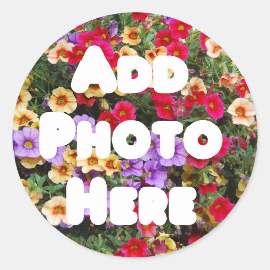 Sticker Rond Zazzle Modèle Conception Ma propre photo Présente (Devant)