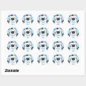 Sticker Rond Zebra Baby shower Safari Blue Boy (Feuille)