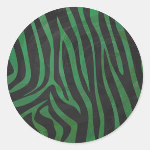 Sticker Rond Zebra Black et Green Print