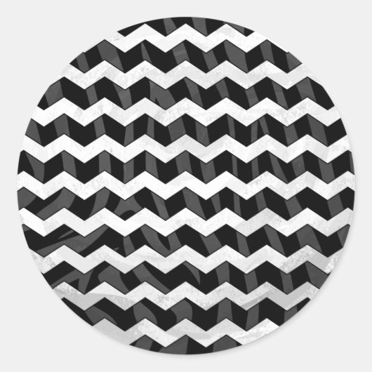 Sticker Rond Zebra Black et Grey Chevron (Devant)