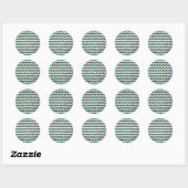 Sticker Rond Zebra Chevron Impression Brown et Turquoise (Feuille)