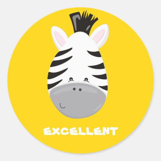 Sticker Rond Zebra coutume texte enseignant jungle jaune (Devant)