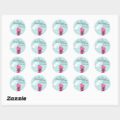 Sticker Rond Zebra Cupcake Turquoise Damask Bakery Seaux (Feuille)