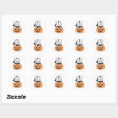 Sticker Rond Zebra En Citrouille Cute Zebras Halloween heureux (Feuille)