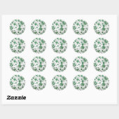 Sticker Rond Zebra Green et White Polka Dot (Feuille)