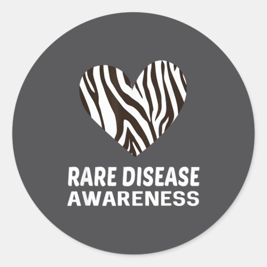 Sticker Rond Zebra Heart Rare Disease Awareness Gift 2020  (Devant)