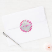 Sticker Rond Zebra Hot rose et blanc avec Monogramme (Enveloppe)