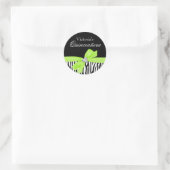 Sticker Rond Zebra Lime Green Bow Diamond Quinceanera (Sac)
