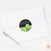 Sticker Rond Zebra Lime Green Bow Diamond Quinceanera (Enveloppe)