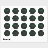 Sticker Rond Zebra Monogramme noir et vert (Feuille)