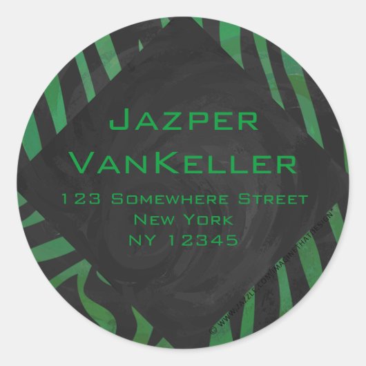 Sticker Rond Zebra Monogramme noir et vert (Devant)