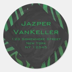 Sticker Rond Zebra Monogramme noir et vert