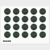 Sticker Rond Zebra Monogramme noir et vert (Feuille)