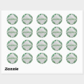Sticker Rond Zebra Monogramme Vert et Blanc Impression (Feuille)