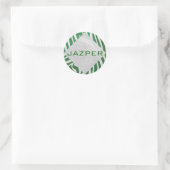 Sticker Rond Zebra Monogramme Vert et Blanc Impression (Sac)