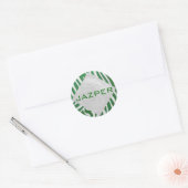 Sticker Rond Zebra Monogramme Vert et Blanc Impression (Enveloppe)