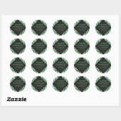 Sticker Rond Zebra Monogramme Vert et Blanc Impression (Feuille)