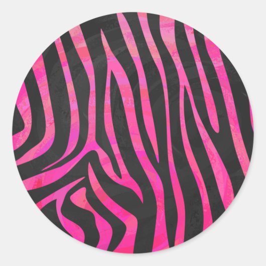 Sticker Rond Zebra noir et rose chaud (Devant)