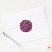 Sticker Rond Zebra noir et rose chaud (Enveloppe)
