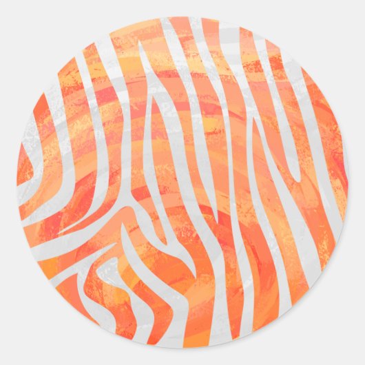 Sticker Rond Zebra Orange and White Print (Devant)