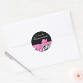 Sticker Rond Zebra Pink Bow Diamond Quinceanera (Enveloppe)