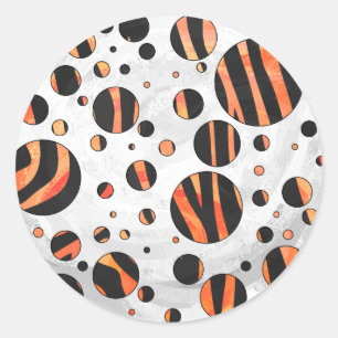 Sticker Rond Zebra Pois noirs et orange