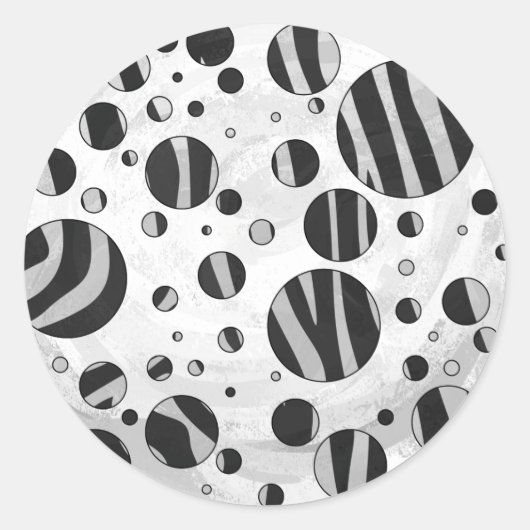 Sticker Rond Zebra Polka point noir et gris clair (Devant)