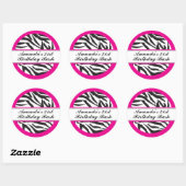 Sticker Rond Zebra Print noir et rose chaud (Feuille)