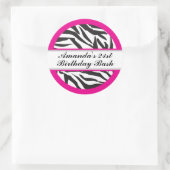 Sticker Rond Zebra Print noir et rose chaud (Sac)