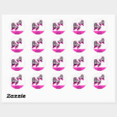 Sticker Rond Zebra Print Roller Skates Anniversaire Favoriser S (Feuille)