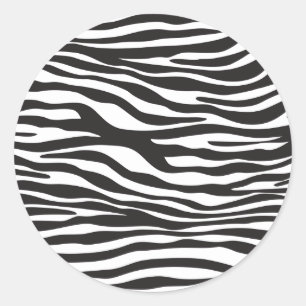 Sticker Rond Zebra Print, Zebra Stripes, Noir Et Blanc