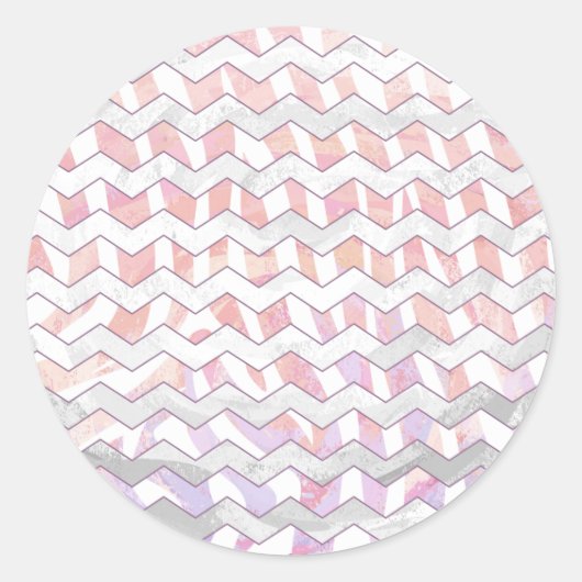 Sticker Rond Zebra rose et blanc Chevron (Devant)